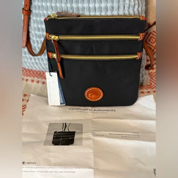 Dooney & Bourke North/South Triple Zip Crossbody Black Nylon Bag NEW - Picture 3 of 12